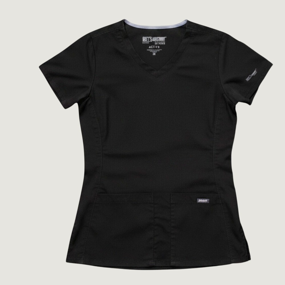 Greys Anatomy Women's Scrub Top Black Hospital Wear Nurse Healthcare Doctor XS